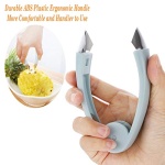 Strawberry Huller Stem Remover Tomato Corer Potato Pineapple Carrot Cutter Tool Kitchen Gadget Tweezers Peeler Utensil Clip for Fruit and Vegetable (Blue) - Image 5
