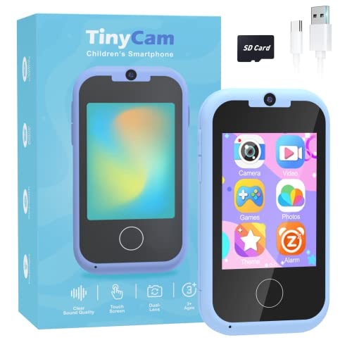 41mhACvJXnL.jpg Kids Toy Phone Boys Puzzle Learning Toy, Eltrynic Toddler Touchscreen Smart Phone for 3 4 5 6 7 Year Old Boy, Christmas Birthday Gifts for Children Age 3-7, MP3 Music Player with Dual Camera (Blue) - Image 1