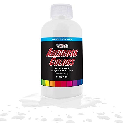 US Art Supply White Opaque Acrylic Airbrush Paint 8 oz.- Ready to Spray and Also Great Acrylic for Pouring Art