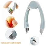 Strawberry Huller Stem Remover Tomato Corer Potato Pineapple Carrot Cutter Tool Kitchen Gadget Tweezers Peeler Utensil Clip for Fruit and Vegetable (Blue) - Image 7
