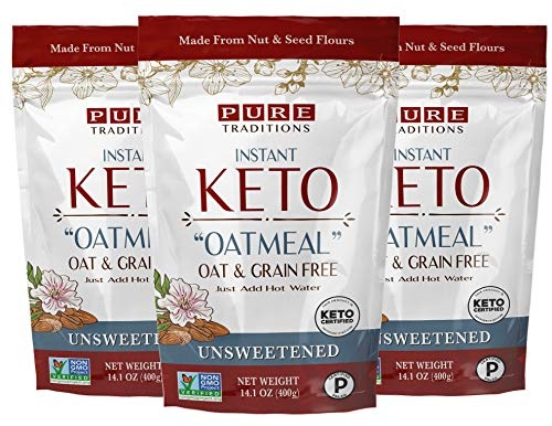 Keto Oatmeal, Instant Hot Cereal, Unsweetened, Certified Paleo, Keto Certified, Gluten & Grain Free (14.1 oz) (3 Pack)