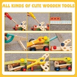 Bravmate Kids Tool Set, Pretend Play Toddler Wooden Tool Toys with Tool Box, Educational DIY STEM Toys for Boys and Girls Age 3, 4, 5 and Up (37 Pieces) - Image 7