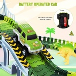 Dinosaur Toys-187 Pcs Create A Dinosaur World Road Race-Flexible Track Playset & 2 Pcs Cool Dinosaur Car for 3 4 5 6 Year & Up Old Boy Girls Best Gift - Image 4