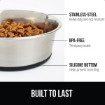 Gorilla Grip Stainless Steel Metal Dog Bowl Set of 2, Rubber Base, Heavy Duty, Rust Resistant, Food Grade BPA Free, Less Sliding, Quiet Pet Bowls for Cats and Dogs, Holds 2 Cups (16 fl oz), Black - Image 9