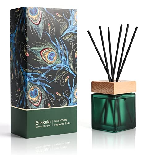 51CDgUK8DqL.jpg Reed Diffuser Set, Rose & Violet Scented, Modern and Classic Fragrance, 10 Scent Diffuser Sticks, 6.1 oz /180ml ,Home Decor Bedroom Living Room Bathroom Office - Image 1