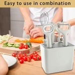 COMUSTER Kitchen Gadgets Set,Kitchen Scissors, Kitchen Utensils Set with Holder, Paring Knife,Whisk,Bottle Opener,Peeler- Home Kitchen Gadgets(White 6 Pieces set) - Image 2