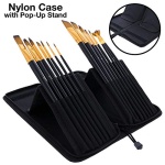 U.S. Art Supply 15 Piece Artist Long Handle Synthetic Paint Brush Set - Multi Functional Watercolor Gouache Oil Acrylic Brush Set in Zippered Nylon Pop-Up Travel Storage Case - Image 5