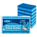 Non-Scratch Scrub Sponges Kitchen 12pcs,Safe on Non-Stick Cookware,Dual Sided Cleaning Sponges for Kitchen,Household,Bathroom and More