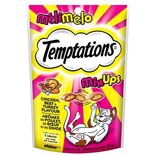 TEMPTATIONS Mix-Ups Cat Treats, Chicken & Beef & Turkey, 85g Pouch (12 Pack)
