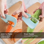Domonic Home Vegetable Peeler, Potato Peelers for Kitchen, Camping Kitchen Gadgets Veggie Peeler with Cover Guard, Save Space, Dishwasher Safe, Aqua Sky - Image 6