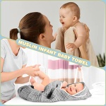 Muslin Cotton Hooded Baby Bath Towel Sets Large 32 x 32 Inch Soft Unisex Bath Towels Bulk for Babies, Toddler, Infant, Newborn, Baby Gifts for Girl Boy (Light Gray, 2 Pieces) - Image 3