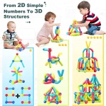 AXYES Magnet Toys for 3 Year Old Girls Boys, Educational Preschool Toys Magnetic Blocks for Toddlers Kids, Sensory Montessori Toys Magnet Building Tiles Sticks Playset, Birthday Gift - Image 6
