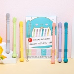 Meartchy 6 Pack Hollow Teether Tubes, Teething Toys for Baby Infants 0-6 Months , Silicone Chew Straw Toy for Babies 6-12 Months - Image 3