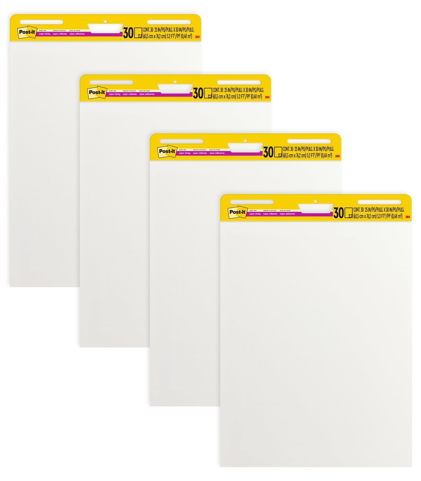 Post-it Super Sticky Easel Pad, 25 x 30 in, White Lined, 4 Pads