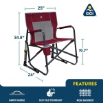 GCI OUTDOOR Freestyle Rocker Camping Chair | Portable Folding Rocking Chair with Solid, Durable Armrests, Drink Holder & Comfortable Backrest — Indigo Blue - Image 2