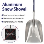 Nohovu Aluminum Snow Shovel - Large Capacity Driveway Snow Removal Tool, Fiberglass D-Handle, 45 Inch Blade - Image 2