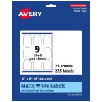 Avery® Matte White Arched Labels, Sure Feed® Technology, 3" x 2.25", 225 Labels, Print-to-The-Edge, Laser/Inkjet Printable
