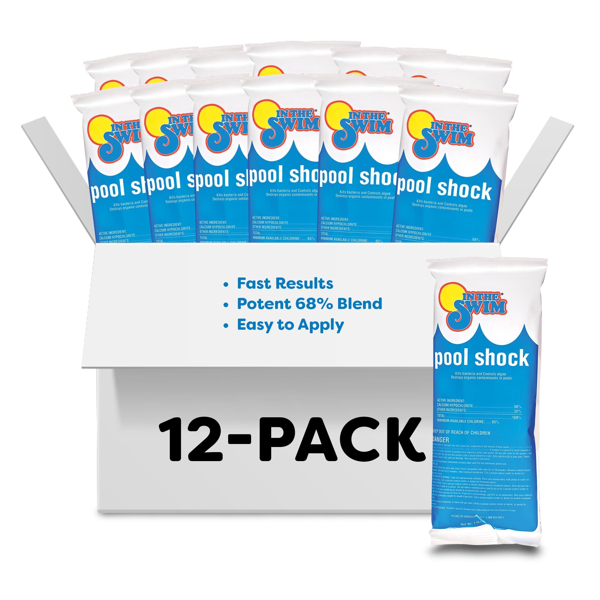 In The Swim Pool Shock - 68% Cal-Hypo Granular Sanitizer - 12 x 1 Pound