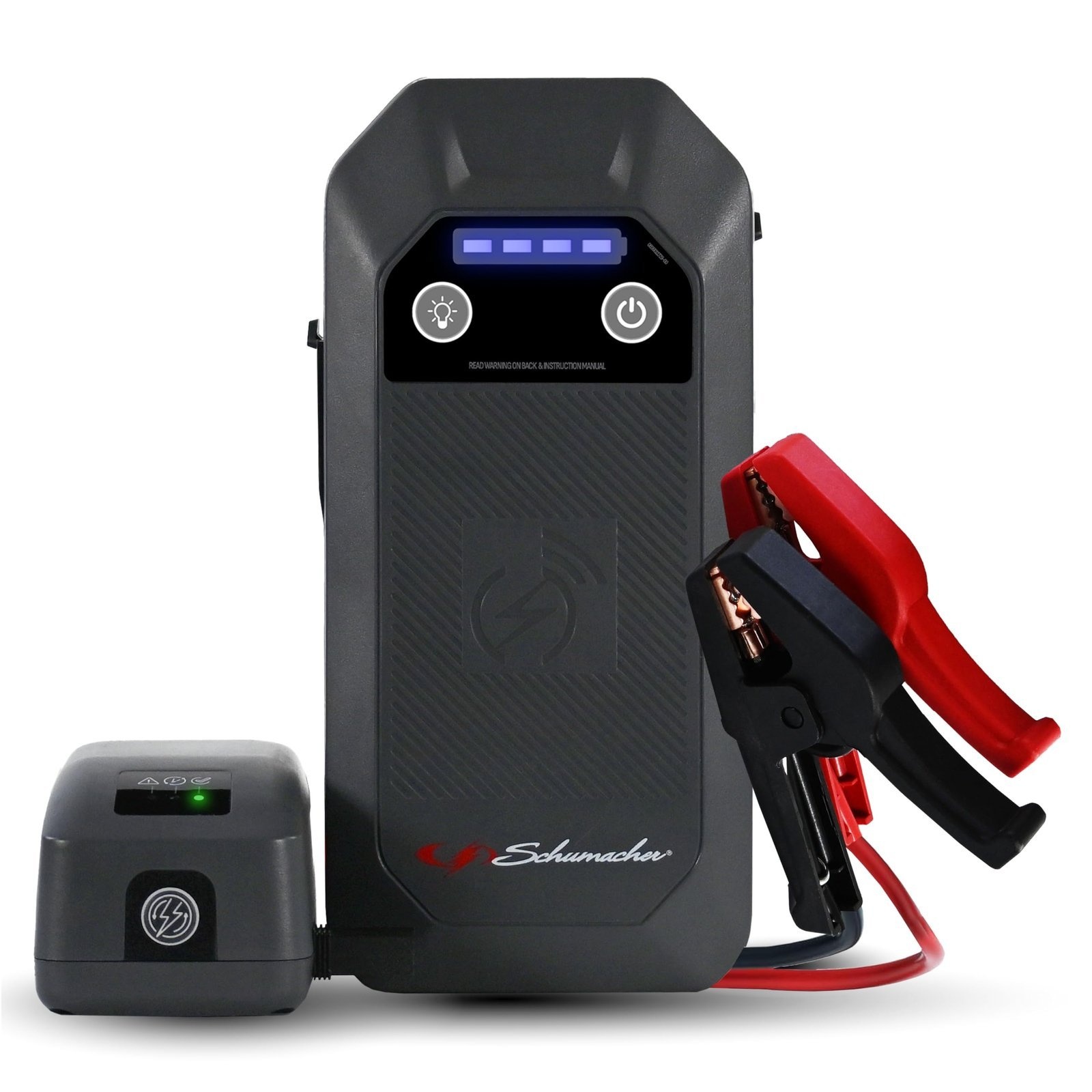 Schumacher Electric 12V Lithium Jump Starter & Power Pack - Portable 1000A Battery Jumper with 10W Wireless Charging, USBA/USBC Fast Charging & Multi-Mode LED Flashlight - 4-in-1 SL1672