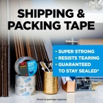 Scotch Heavy Duty Shipping Packing Tape, Clear, 1.88 in. x 54.6 yd. - Image 2
