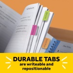 Post-it Sticky Tabs, 1 in. x 1.5 in., 4 Pads of Book Tabs in Assorted Bright Colors for Bookmarking, Annotating, Reading, and Reminders, Blue, Yellow, Pink, and Purple (88 Total Count) - Image 6