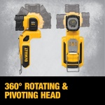 DEWALT 20V MAX LED Work Light Rechargeable, LED Flashlight, Magnetic Flashlight, Freestanding and Clip-On Light, 360 degree pivoting Head, Tool Only (DCL044) - Image 7