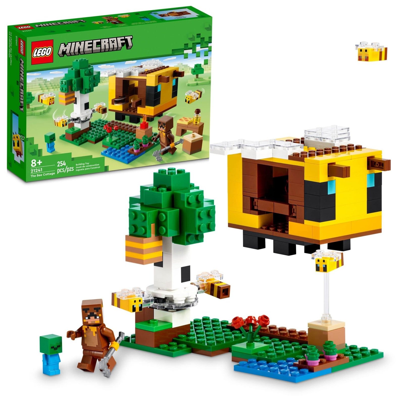 816723BLe3L.jpg LEGO Minecraft The Bee Cottage 21241 Building Set - Construction Toy with Buildable House, Farm, Baby Zombie, and Animal Figures, Game Inspired Birthday Gift Idea for Boys and Girls Ages 8+ - Image 1