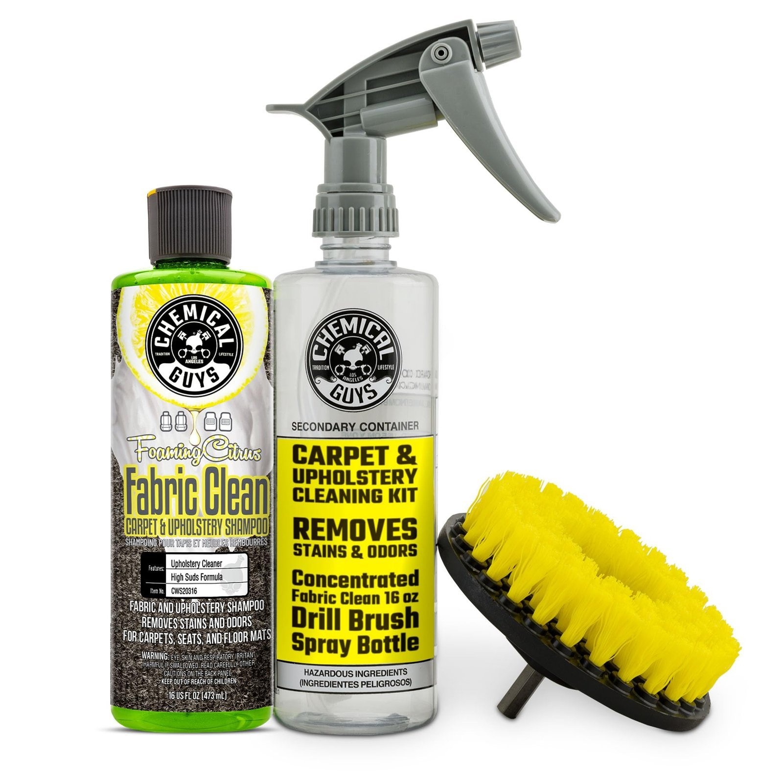 Chemical Guys, Citrus Foaming Fabric & Carpet Cleaner Drill Brush, 16 oz