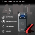 Schumacher Electric 12V Lithium Jump Starter & Power Pack - Portable 1000A Battery Jumper with 10W Wireless Charging, USBA/USBC Fast Charging & Multi-Mode LED Flashlight - 4-in-1 SL1672 - Image 2