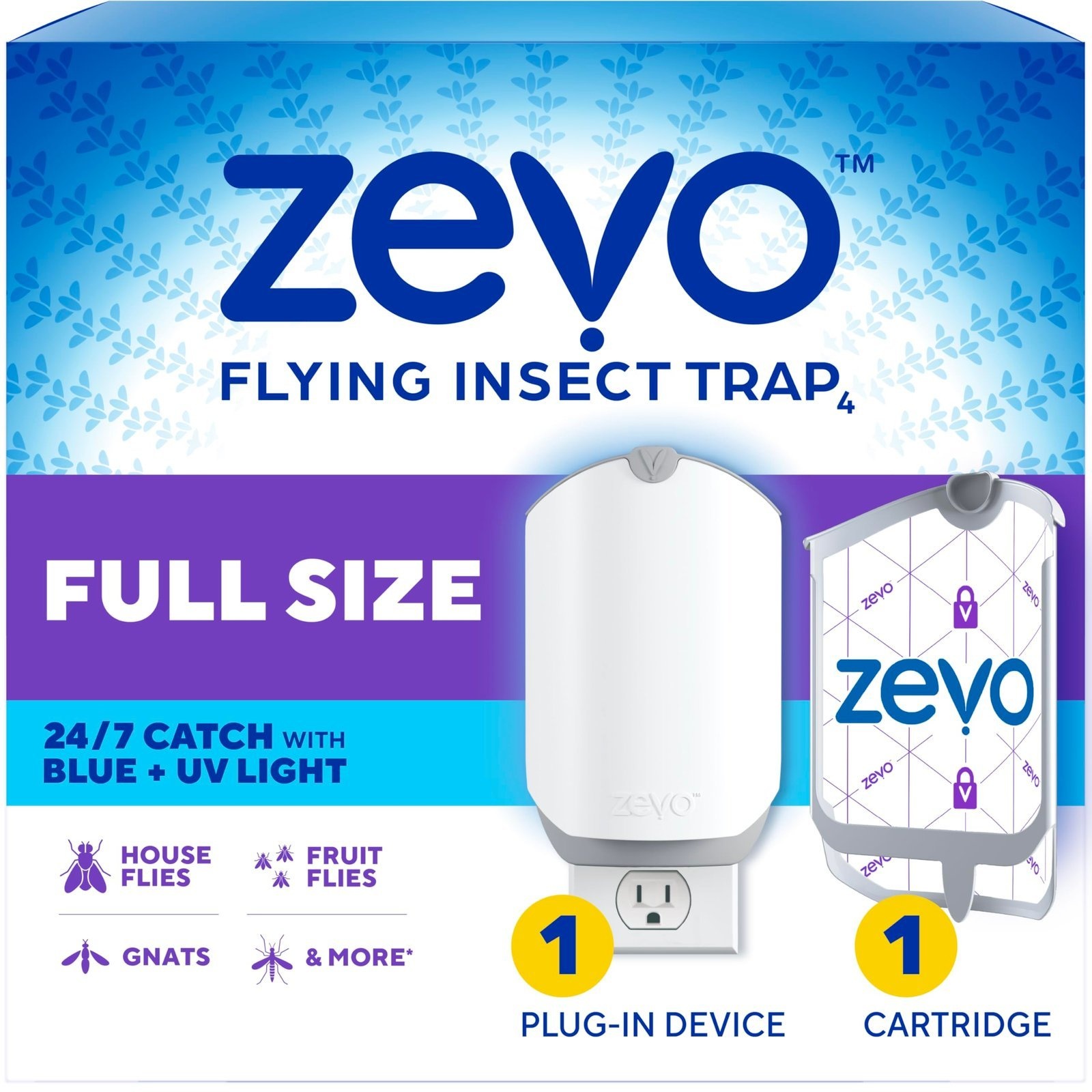 Zevo Flying Insect Trap for Fruit Flies & Gnats, 1 Plug-in Base & 1 Refills