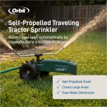 Orbit Traveling Tractor Water Sprinkler - Self-Propelled Traveling Sprinkler for Wide Lawn Coverage - Cast-Iron Body with Adjustable Coverage - Three-Speed - Automatic Shut Off - 58322 - Image 3