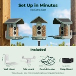 Kiwibit Solar Smart Bird Feeder with Camera, 4K HDR Live Video, AI Bird ID - Image 9
