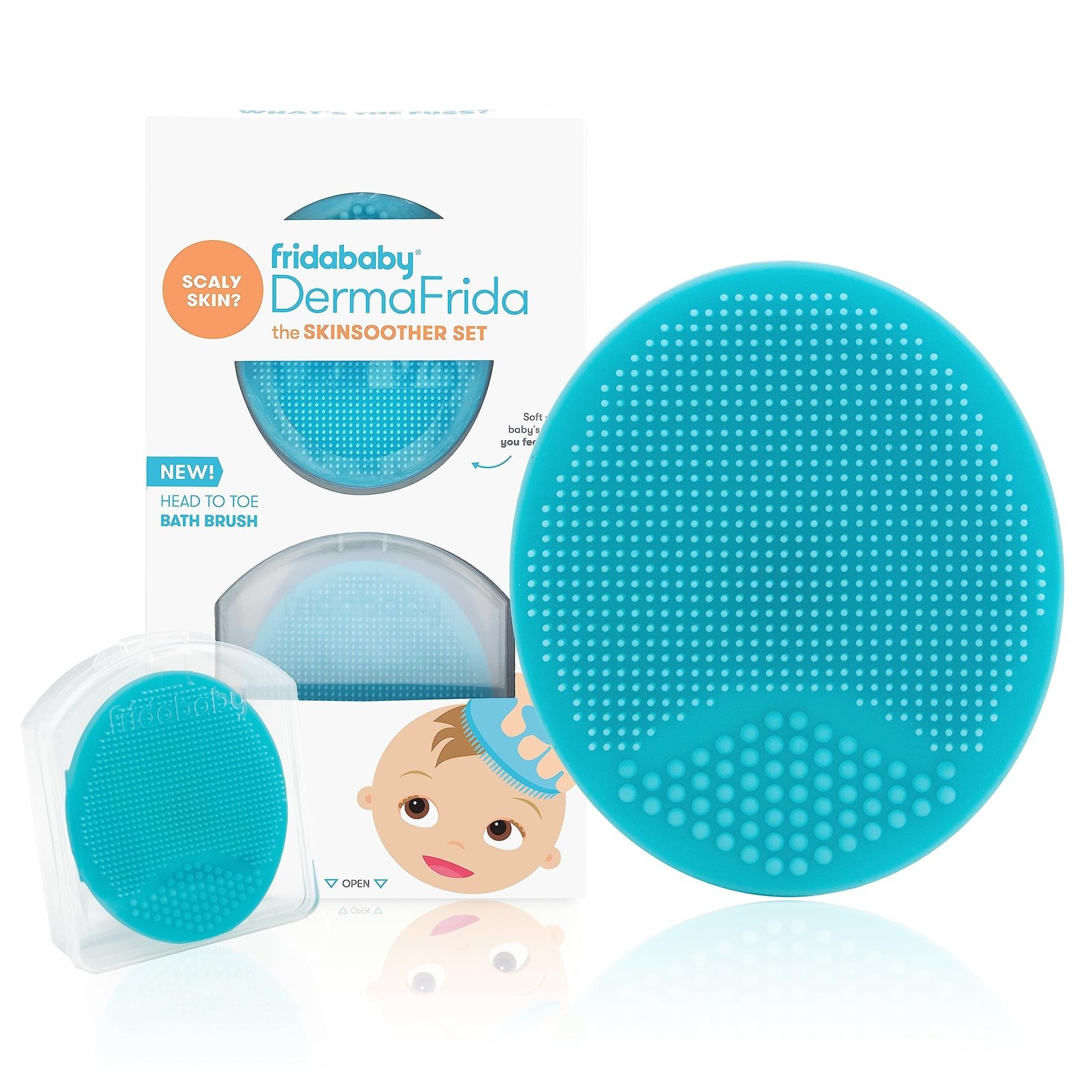 81kcZHP4zzL.jpg FridaBaby Baby Bath Silicone Brush DermaFrida The Skin Soother Baby Essential for Dry Skin, Cradle Cap and Eczema (2 Pack) - Image 1